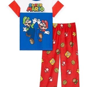 Nintendo Super Mario Kids Pajama Set - Red, Blue, and White